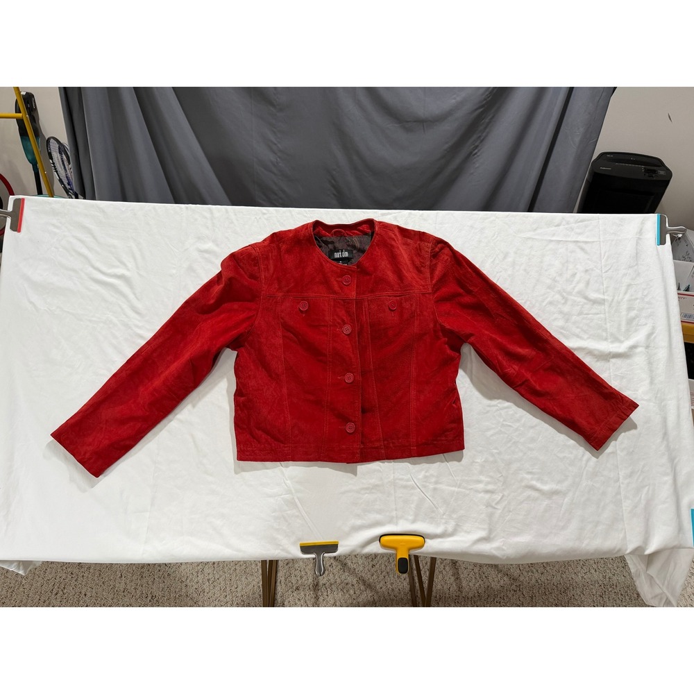 Mark Alan Red Suede Leather Cropped Jacket Womens Medium